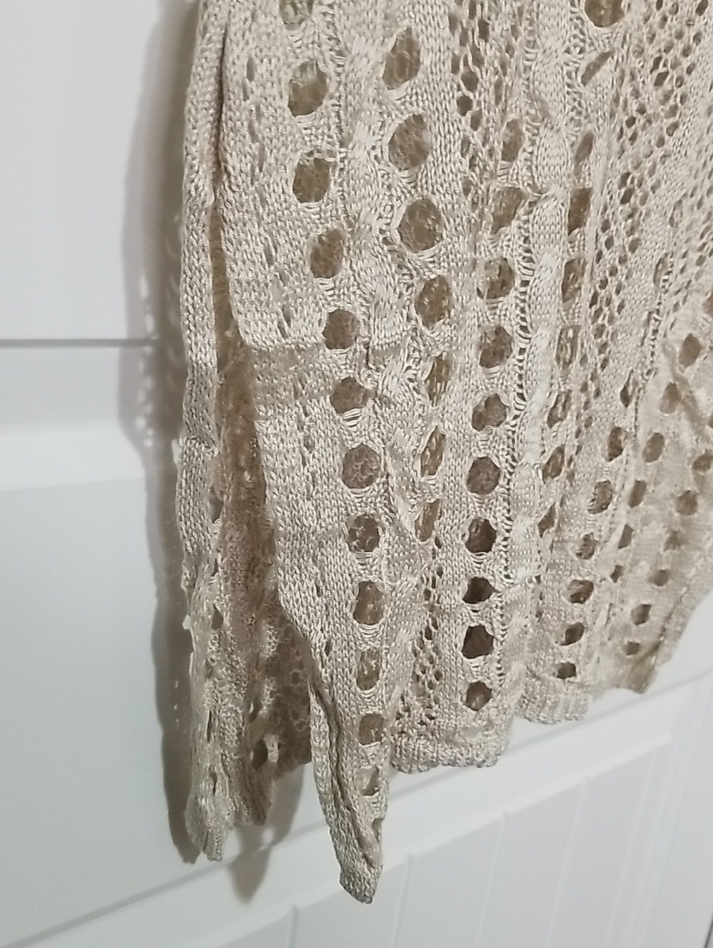 Crochet Spaghetti Strap Cover-Up Dress in Natural Khaki Size Large NWT - Picture 4 of 8